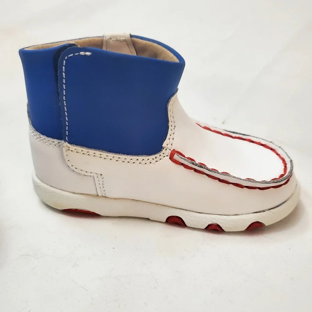 Twisted X Infant's Driving Moccasins Shoes ◇ Red, White & Blue ◇ Size 6‎ Months